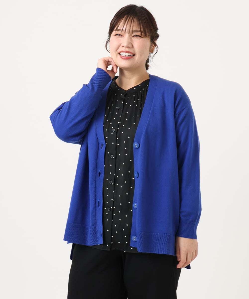 OLCKA05099 eur3(エウルキューブ) 【大きいサイズ/洗える】Vネックカーディガン ブルー(55)