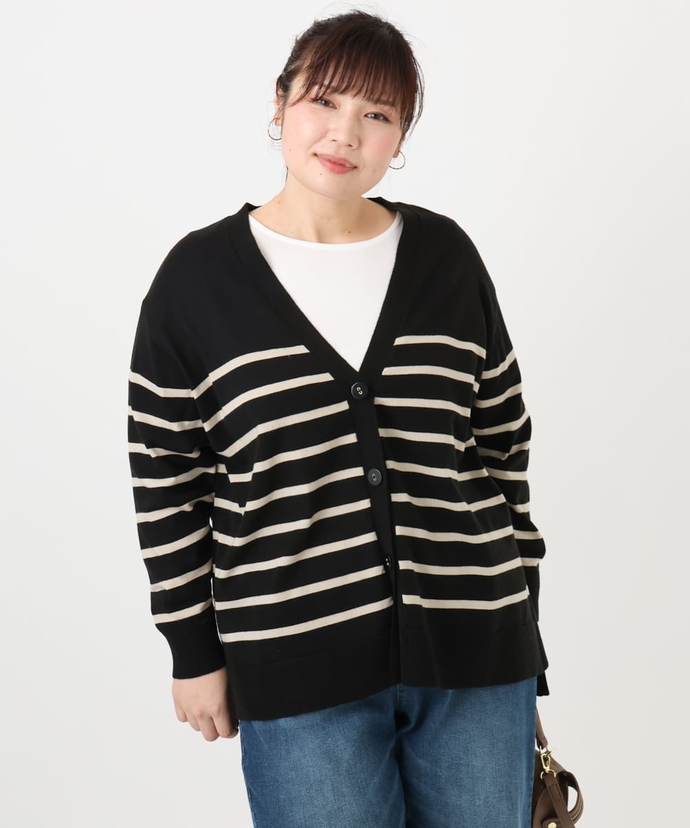 OLCKA05099 eur3(エウルキューブ) 【大きいサイズ/洗える】Vネックカーディガン アイボリー(80)