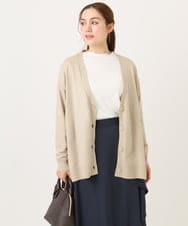 OLCKA05099 eur3(エウルキューブ) 【大きいサイズ/洗える】Vネックカーディガン グレージュ(89)