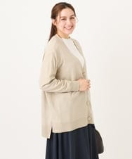 OLCKA05099 eur3(エウルキューブ) 【大きいサイズ/洗える】Vネックカーディガン グレージュ(89)