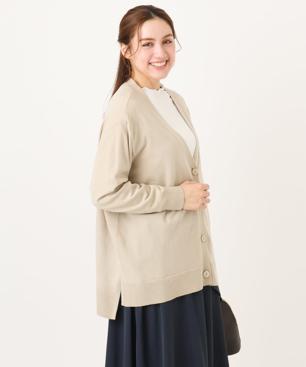 OLCKA05099 eur3(エウルキューブ) 【大きいサイズ/洗える】Vネックカーディガン グレージュ(89)