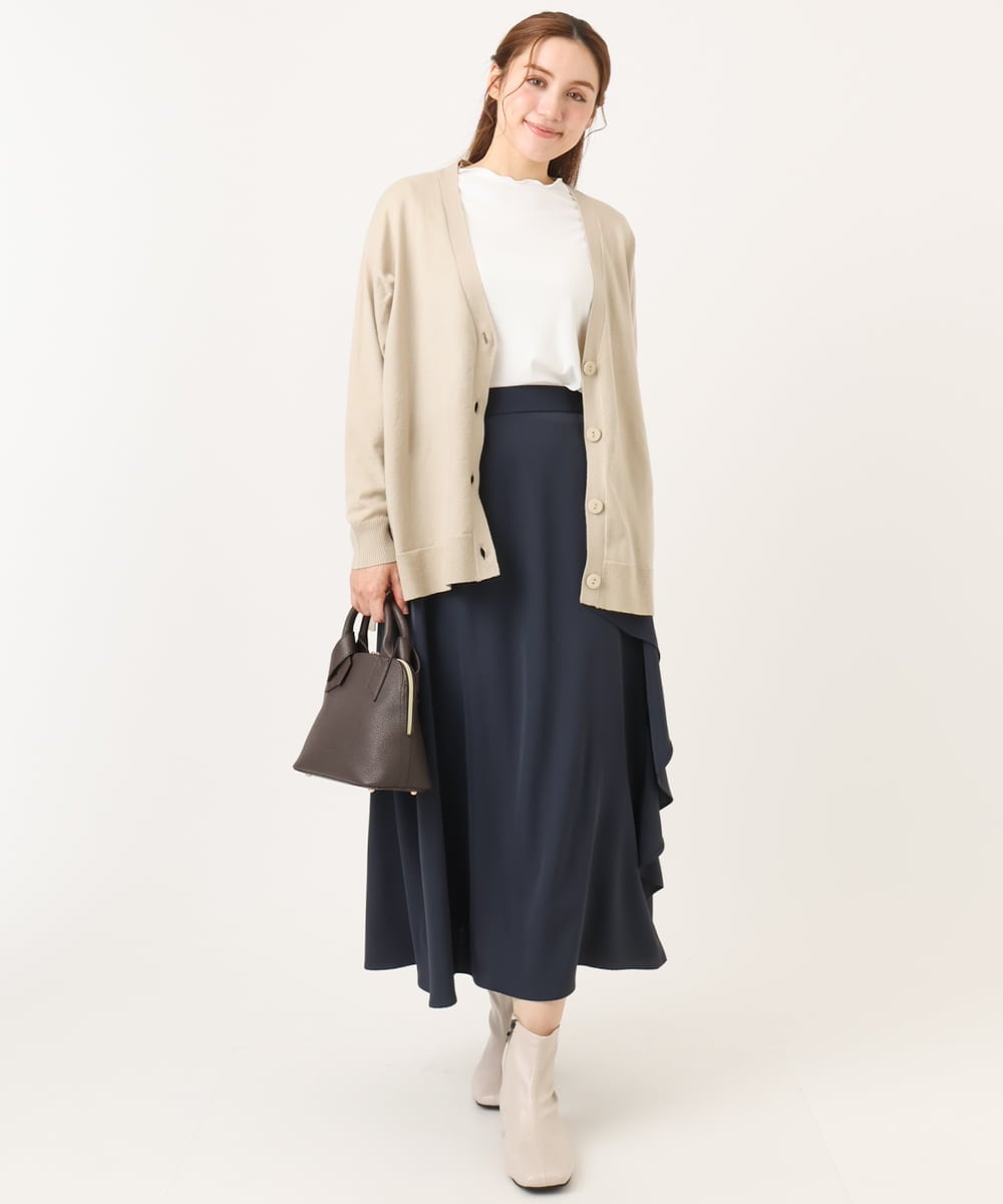 OLCKA05099 eur3(エウルキューブ) 【大きいサイズ/洗える】Vネックカーディガン グレージュ(89)