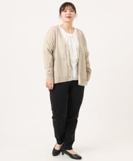 OLCKA05099 eur3(エウルキューブ) 【大きいサイズ/洗える】Vネックカーディガン グレージュ(89)