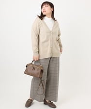 OLCKA05099 eur3(エウルキューブ) 【大きいサイズ/洗える】Vネックカーディガン グレージュ(89)