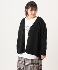 OLCKA05099 eur3(エウルキューブ) 【大きいサイズ/洗える】Vネックカーディガン ブラック(94)