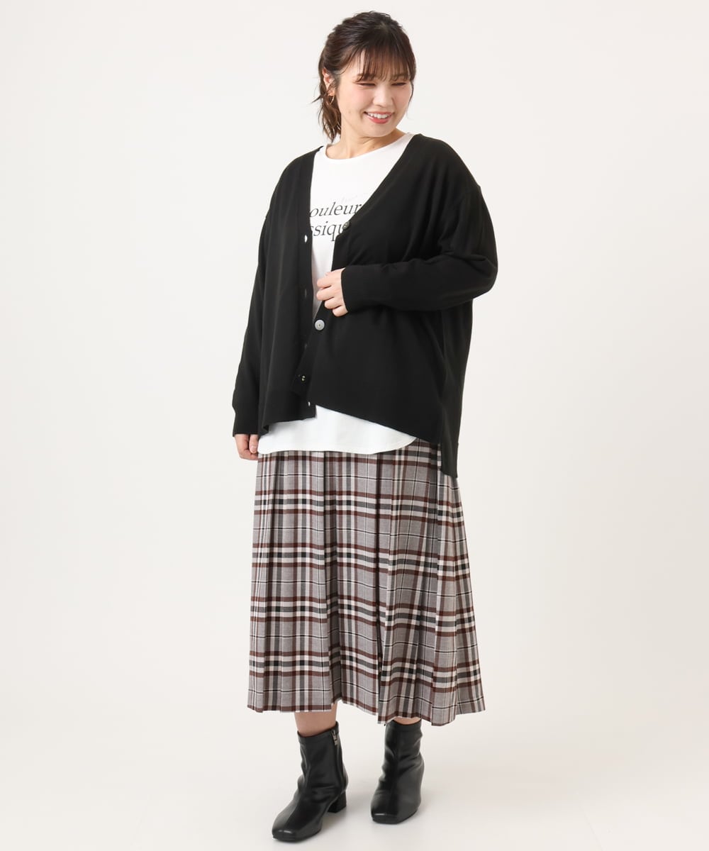OLCKA05099 eur3(エウルキューブ) 【大きいサイズ/洗える】Vネックカーディガン ブラック(94)