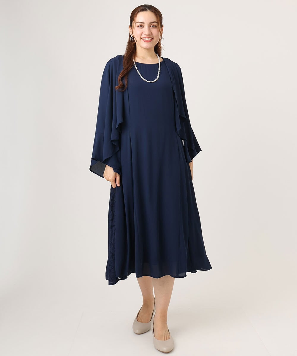 OLCLA06099 eur3(エウルキューブ) 【大きいサイズ】レースコンビボレロ ネイビー(57)