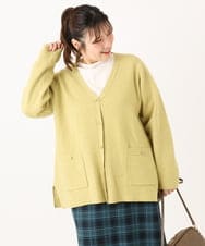 OLCLA08099 eur3(エウルキューブ) 【大きいサイズ】Vネックゴールドボタンカーディガン イエロー(25)