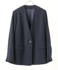 OLDLA02179 eur3(エウルキューブ) 【大きいサイズ/11号サイズあり】カットジョーゼットノーカラージャケット ネイビー(57)