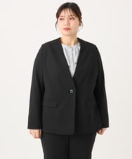 OLDLA02179 eur3(エウルキューブ) 【大きいサイズ/11号サイズあり】カットジョーゼットノーカラージャケット ブラック(94)