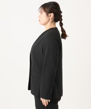 OLDLA02179 eur3(エウルキューブ) 【大きいサイズ/11号サイズあり】カットジョーゼットノーカラージャケット ブラック(94)