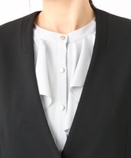 OLDLA02179 eur3(エウルキューブ) 【大きいサイズ/11号サイズあり】カットジョーゼットノーカラージャケット ブラック(94)