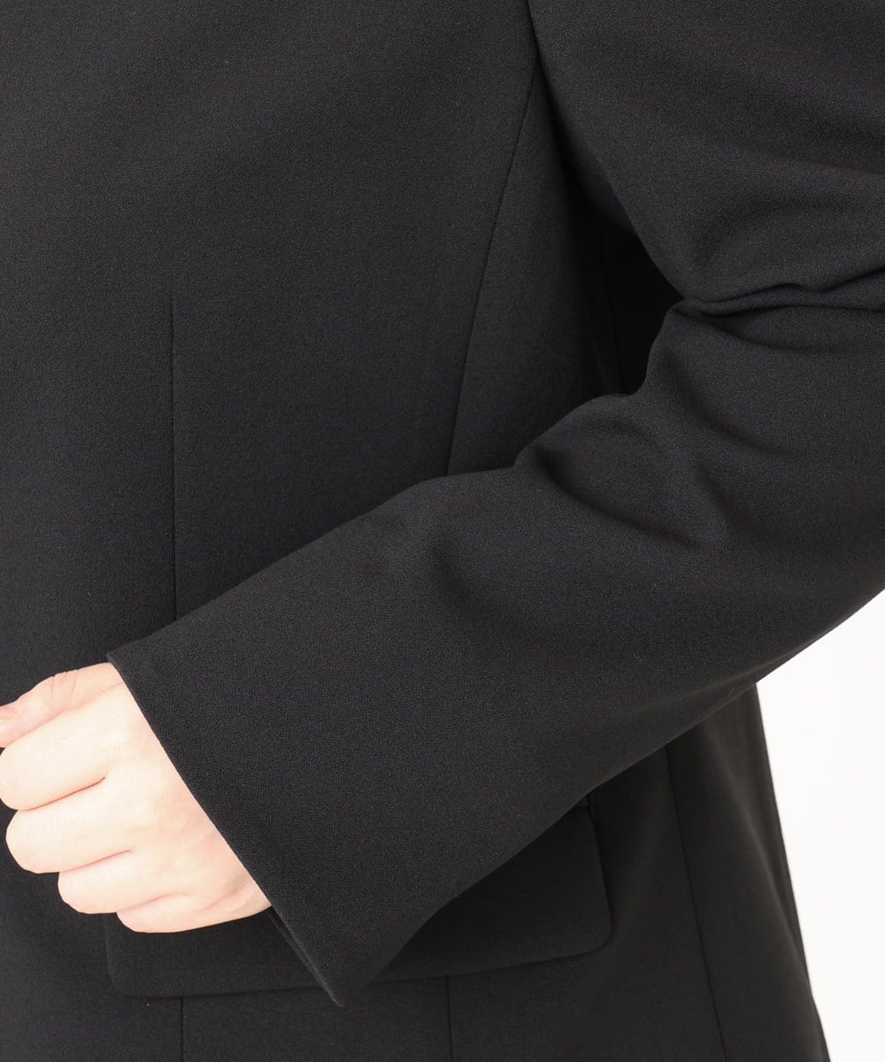 OLDLA02179 eur3(エウルキューブ) 【大きいサイズ/11号サイズあり】カットジョーゼットノーカラージャケット ブラック(94)