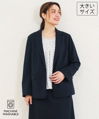 OLDLD03199 eur3 【大きいサイズ/11号サイズあり/洗える/セットアップ対応】カットジョーゼットテーラードジャケット