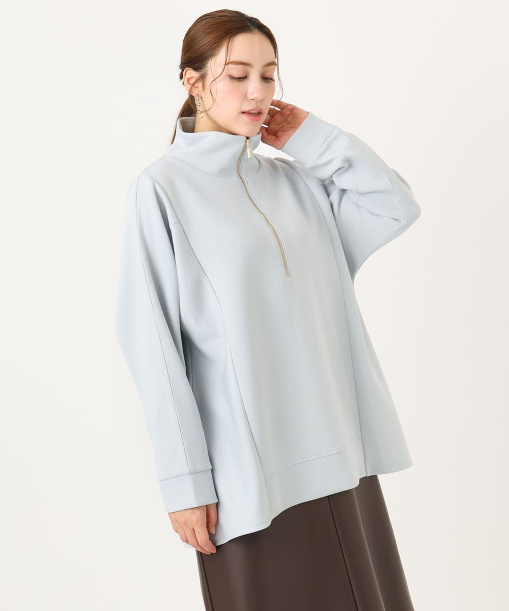 OLECD09099 eur3(エウルキューブ) 【大きいサイズ】ハーフジップダンボールプルオーバー ライトブルー(50)