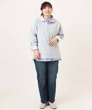 OLECD09099 eur3(エウルキューブ) 【大きいサイズ】ハーフジップダンボールプルオーバー ライトブルー(50)