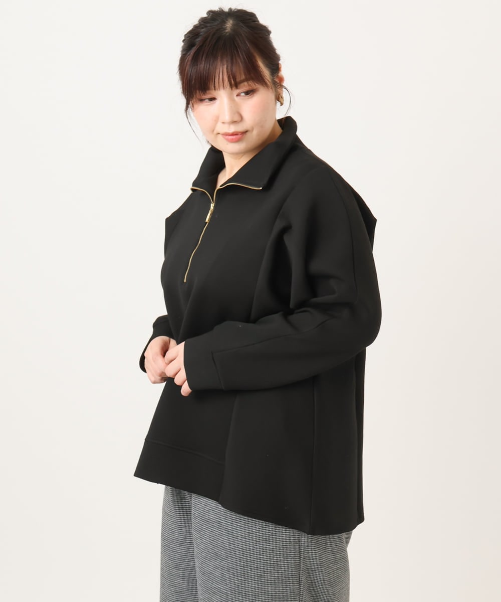 OLECD09099 eur3(エウルキューブ) 【大きいサイズ】ハーフジップダンボールプルオーバー ブラック(94)