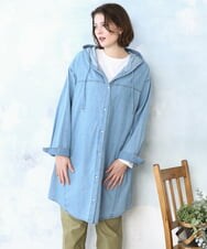 OLEDD10129 eur3(エウルキューブ) 【大きいサイズ】デニムフーディ―シャツチュニック ライトブルー(50)