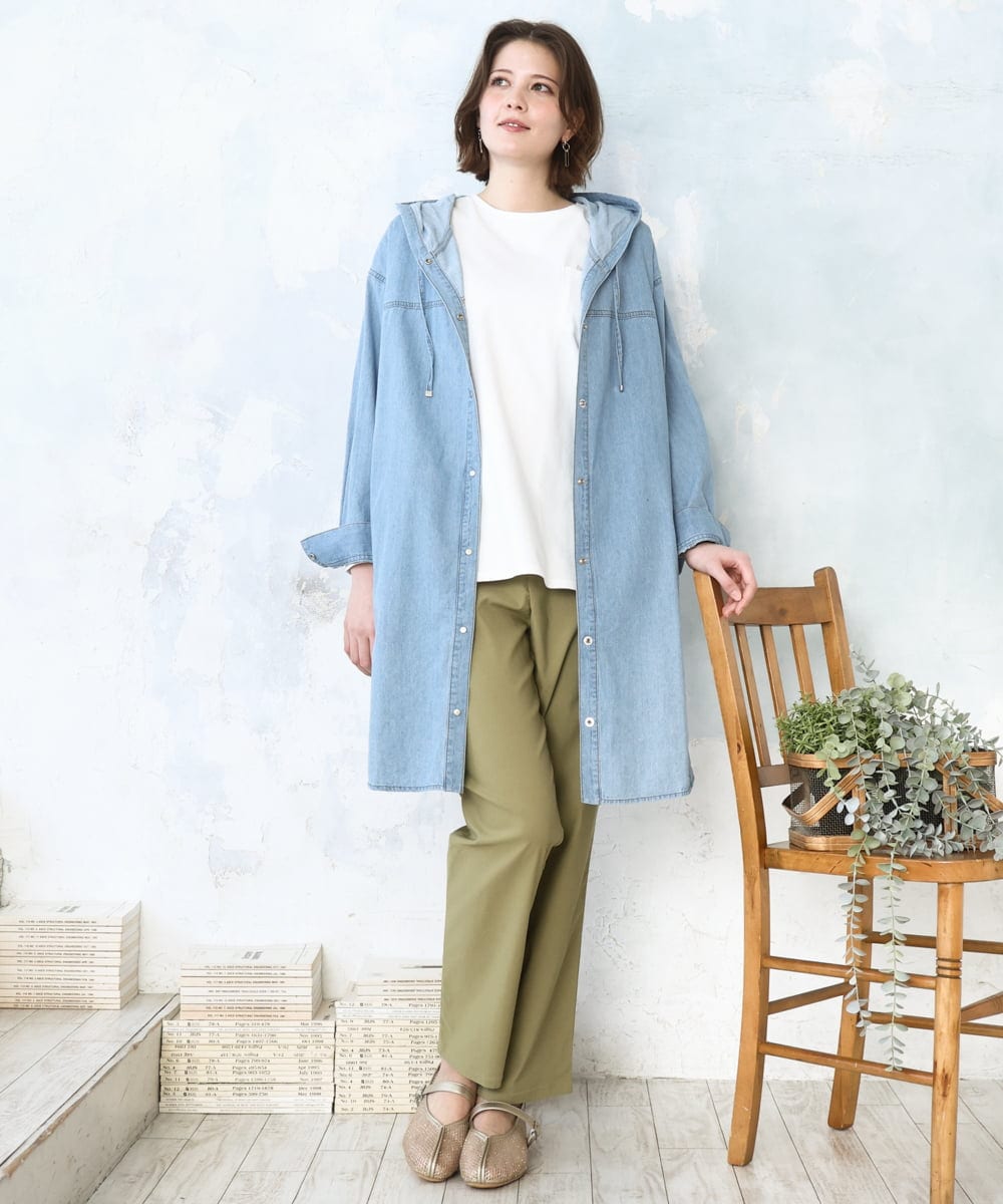 OLEDD10129 eur3(エウルキューブ) 【大きいサイズ】デニムフーディ―シャツチュニック ライトブルー(50)