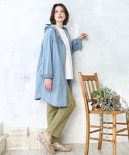 OLEDD10129 eur3(エウルキューブ) 【大きいサイズ】デニムフーディ―シャツチュニック ライトブルー(50)