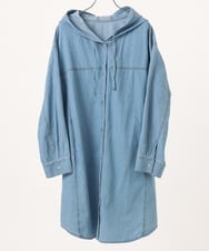 OLEDD10129 eur3(エウルキューブ) 【大きいサイズ】デニムフーディ―シャツチュニック ライトブルー(50)