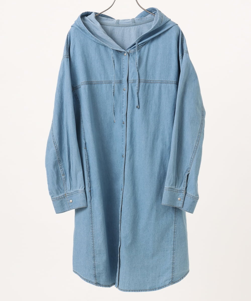 OLEDD10129 eur3(エウルキューブ) 【大きいサイズ】デニムフーディ―シャツチュニック ライトブルー(50)