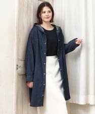 OLEDD10129 eur3(エウルキューブ) 【大きいサイズ】デニムフーディ―シャツチュニック ネイビー(57)