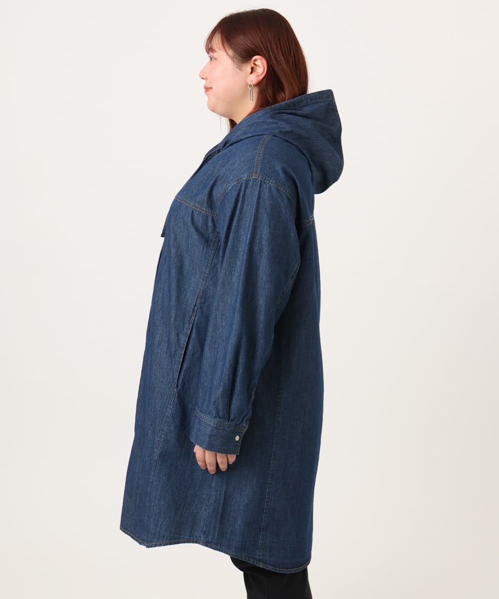 OLEDD10129 eur3(エウルキューブ) 【大きいサイズ】デニムフーディ―シャツチュニック ネイビー(57)