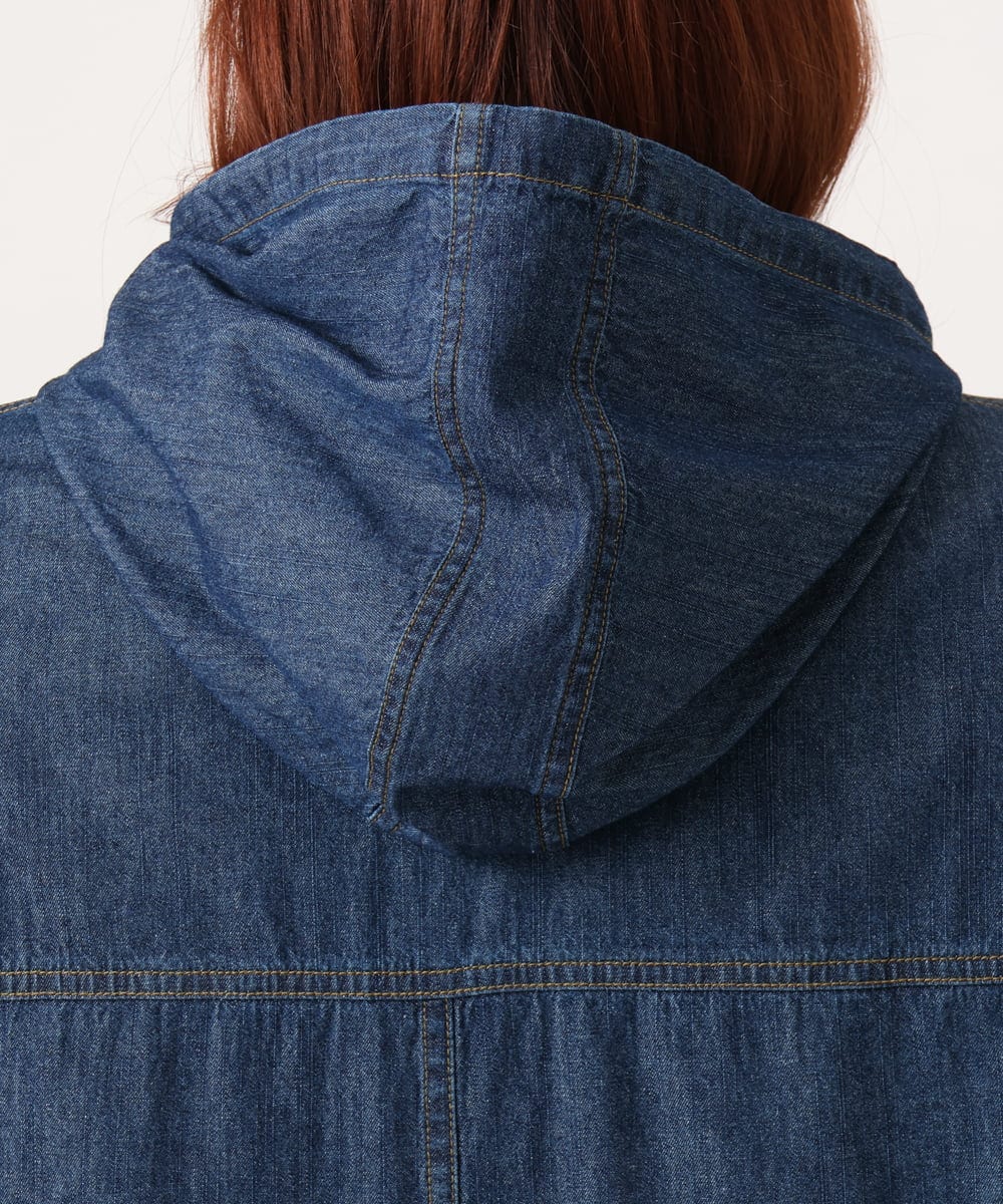 OLEDD10129 eur3(エウルキューブ) 【大きいサイズ】デニムフーディ―シャツチュニック ネイビー(57)