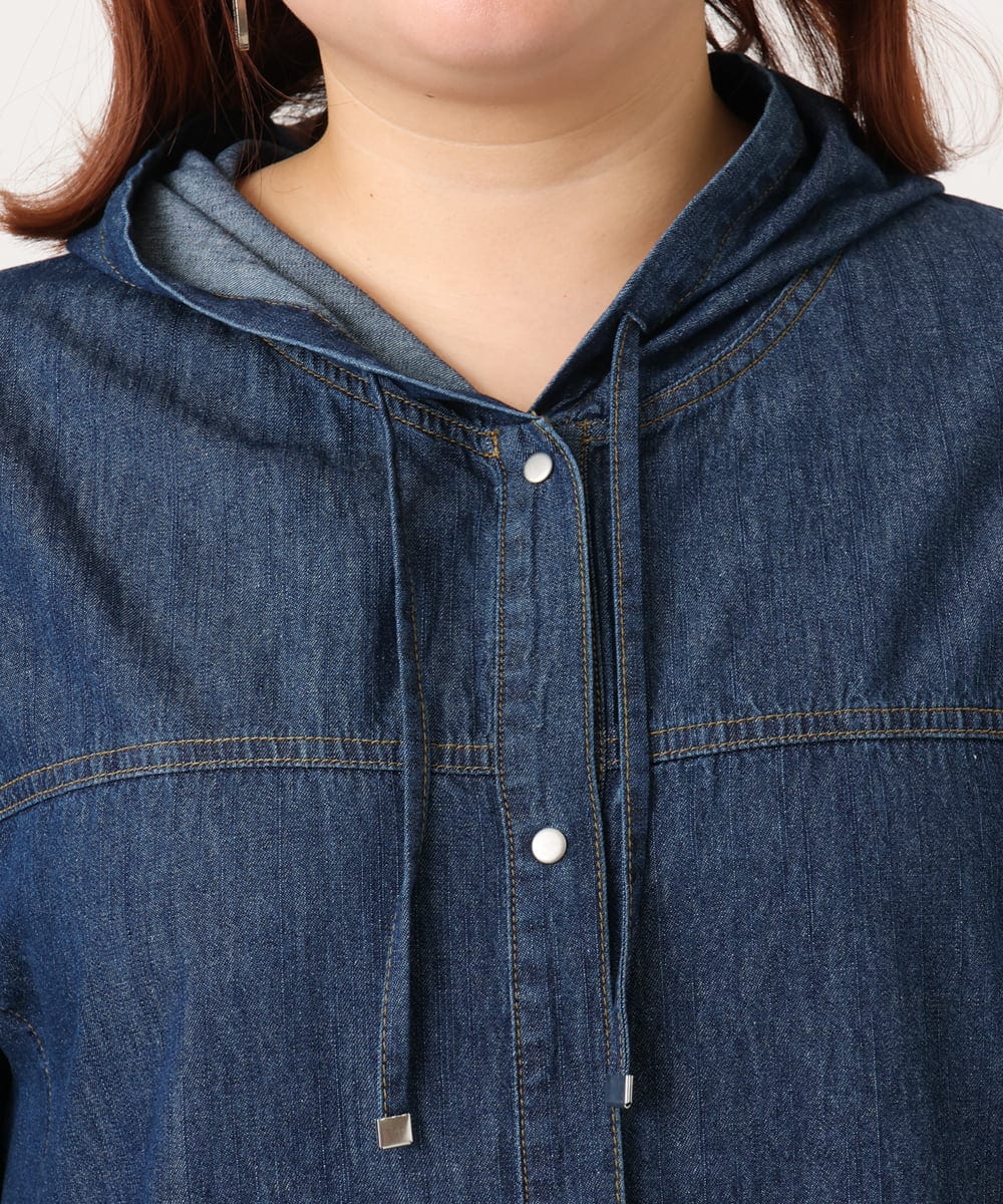 OLEDD10129 eur3(エウルキューブ) 【大きいサイズ】デニムフーディ―シャツチュニック ネイビー(57)