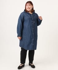 OLEDD10129 eur3(エウルキューブ) 【大きいサイズ】デニムフーディ―シャツチュニック ネイビー(57)