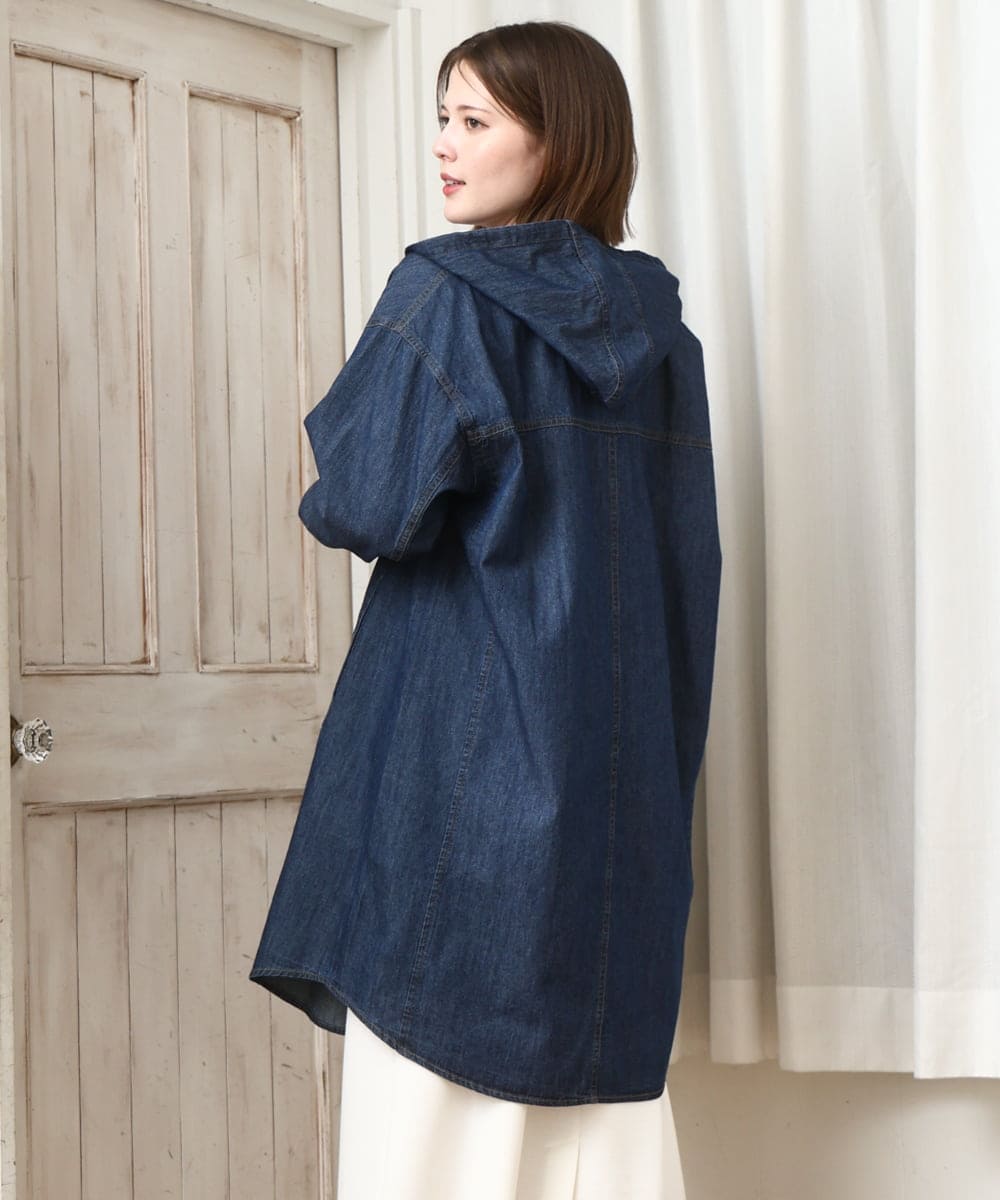 OLEDD10129 eur3(エウルキューブ) 【大きいサイズ】デニムフーディ―シャツチュニック ネイビー(57)