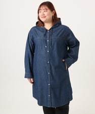 OLEDD10129 eur3(エウルキューブ) 【大きいサイズ】デニムフーディ―シャツチュニック ネイビー(57)