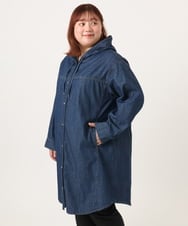 OLEDD10129 eur3(エウルキューブ) 【大きいサイズ】デニムフーディ―シャツチュニック ネイビー(57)
