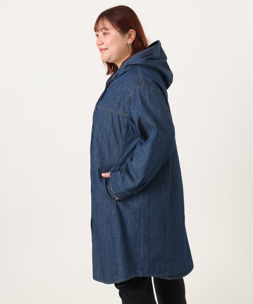 OLEDD10129 eur3(エウルキューブ) 【大きいサイズ】デニムフーディ―シャツチュニック ネイビー(57)