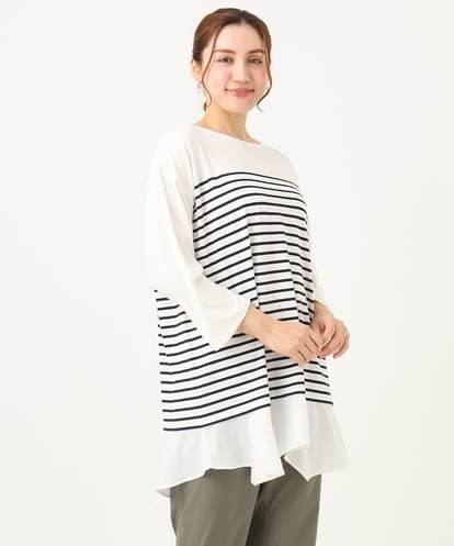 OLEEA18099 eur3 【大きいサイズ】パネルボーダーチュニック
