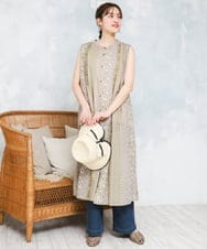 OLEFD01109 eur3(エウルキューブ) 【大きいサイズ】コットンノースリーブワンピース ライトイエロー
