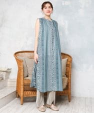 OLEFD01109 eur3(エウルキューブ) 【大きいサイズ】コットンノースリーブワンピース ライトブルー