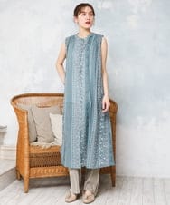 OLEFD01109 eur3(エウルキューブ) 【大きいサイズ】コットンノースリーブワンピース ライトブルー