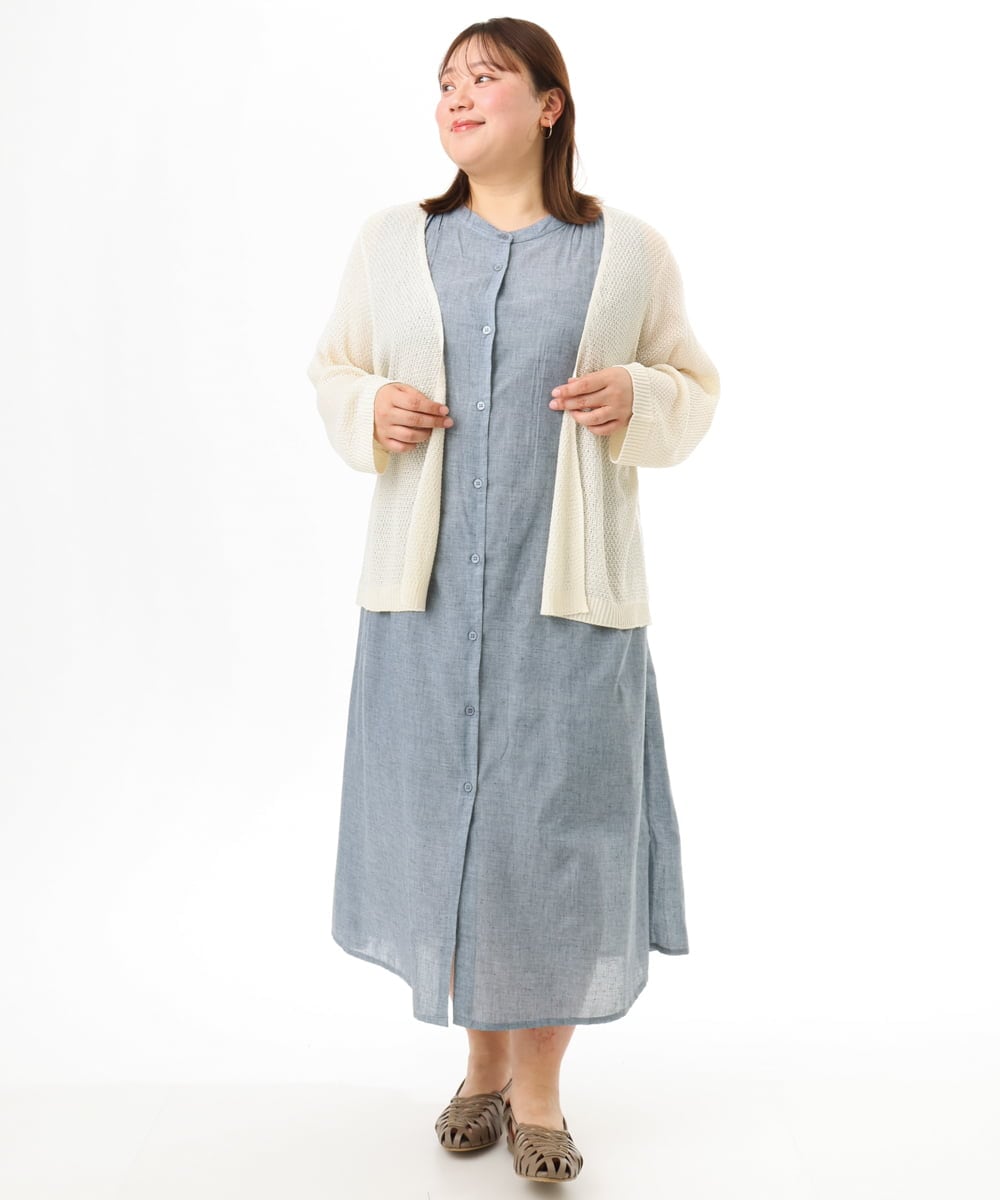 OLEFD01109 eur3(エウルキューブ) 【大きいサイズ】コットンノースリーブワンピース ネイビー