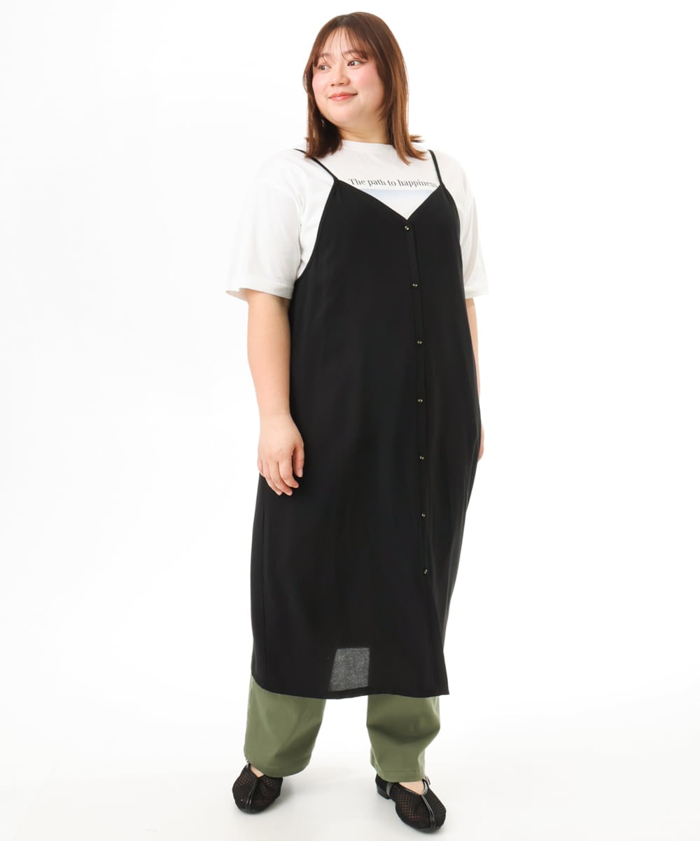 OLEFD15119 eur3(エウルキューブ) 【大きいサイズ】2WAYキャミワンピース ブラック