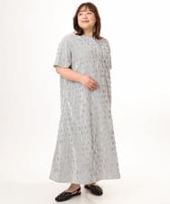 OLEFD18099 eur3(エウルキューブ) 【大きいサイズ】ドロップショルダーストライプワンピース ブラック