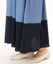 OLEGD23139 eur3(エウルキューブ) 【大きいサイズ】バイカラーフレアスリーブワンピース ブルー