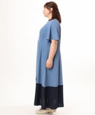 OLEGD23139 eur3(エウルキューブ) 【大きいサイズ】バイカラーフレアスリーブワンピース ブルー