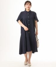 OLEHD21139 eur3(エウルキューブ) 【大きいサイズ】フレアスリーブワンピース ネイビー