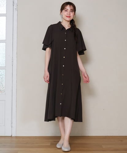 OLEHD21139 eur3 【大きいサイズ】フレアスリーブワンピース