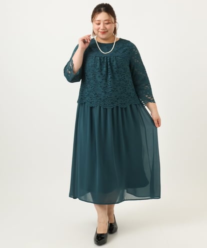 OLEJA03189 eur3 【大きいサイズ】スカラレースワンピース