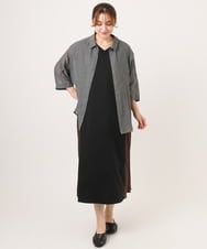 OLEJD04129 eur3(エウルキューブ) 【大きいサイズ/LAVEANGE×eur3】バイカラーノースリーブワンピース ブラック