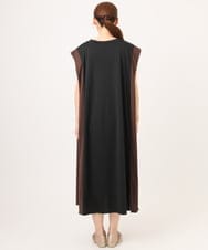 OLEJD04129 eur3(エウルキューブ) 【大きいサイズ/LAVEANGE×eur3】バイカラーノースリーブワンピース ブラック