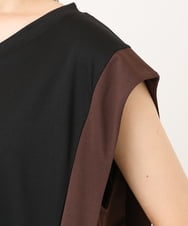 OLEJD04129 eur3(エウルキューブ) 【大きいサイズ/LAVEANGE×eur3】バイカラーノースリーブワンピース ブラック